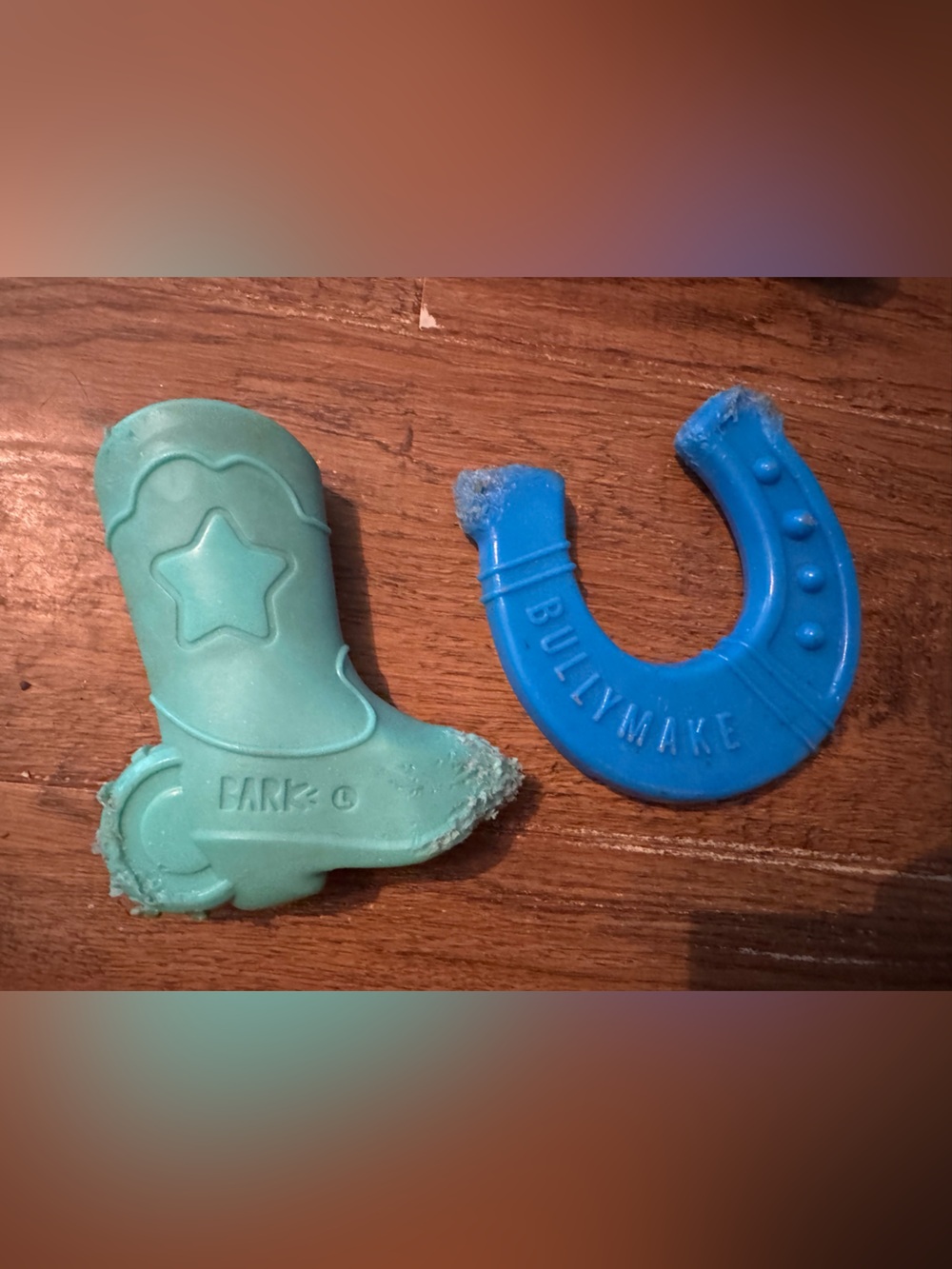 Bark Box Cowboy Boot & Bullymake Horseshoe L Solid Nylon Dog Toys pre owned